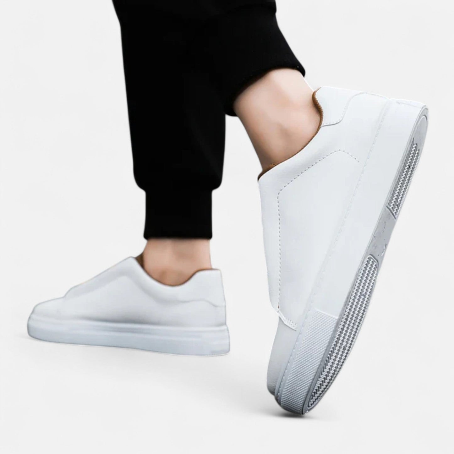Sneakers en Cuir Sans Lacets Semelle Confort pour Homme