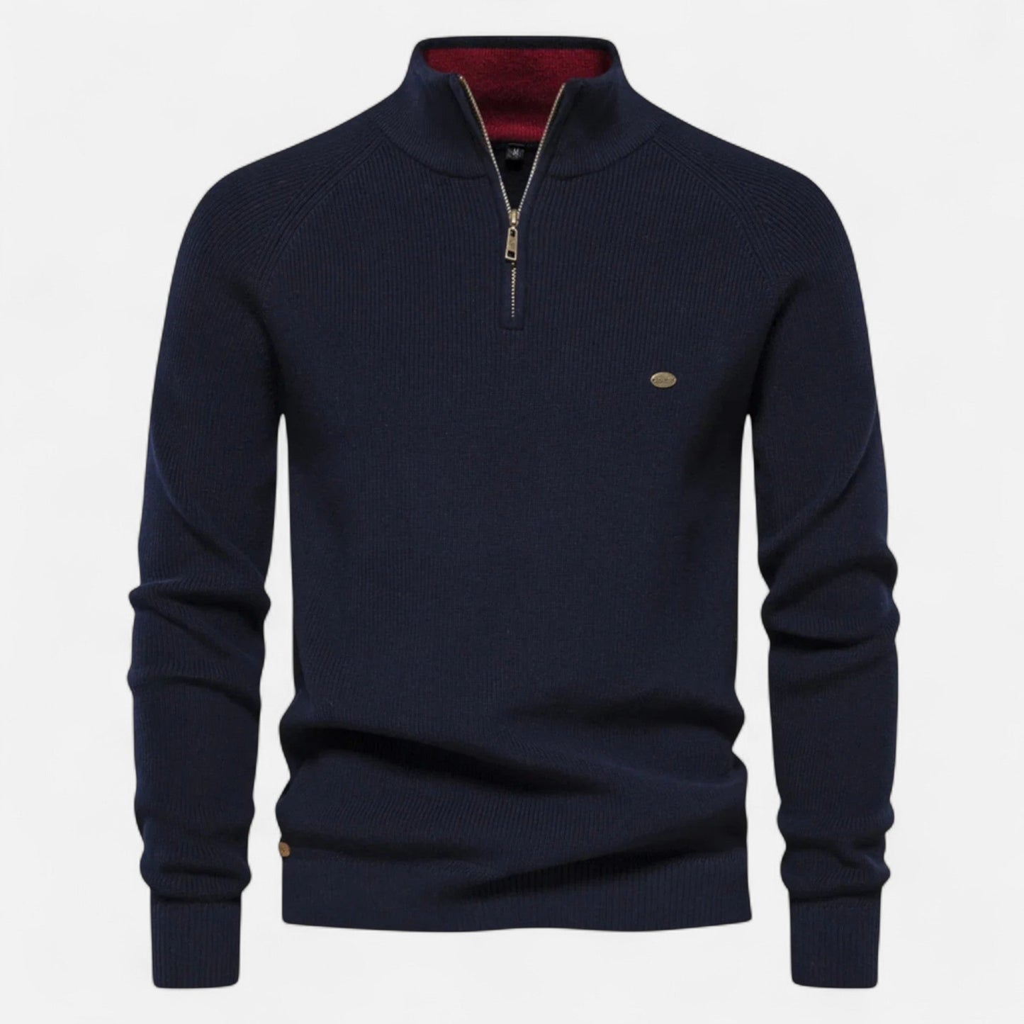 Pull demi-zip homme en coton coupe régulière mi-saison