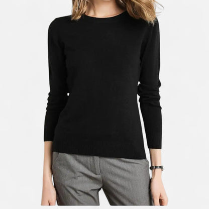 Pull femme laine mérinos col rond coupe ajustée intemporel