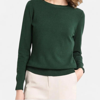 Pull femme laine mérinos col rond coupe ajustée intemporel