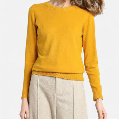 Pull femme laine mérinos col rond coupe ajustée intemporel