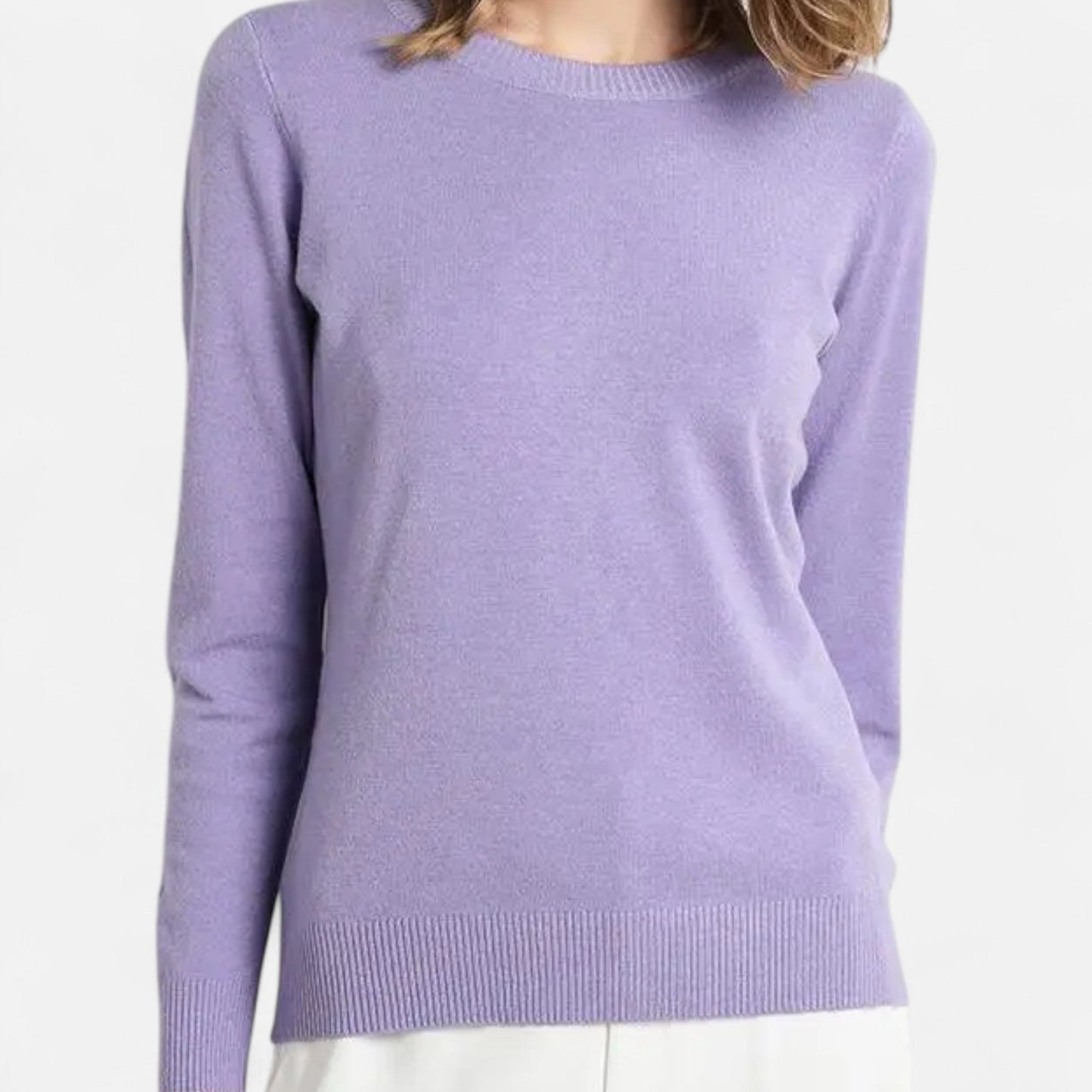 Pull femme laine mérinos col rond coupe ajustée intemporel