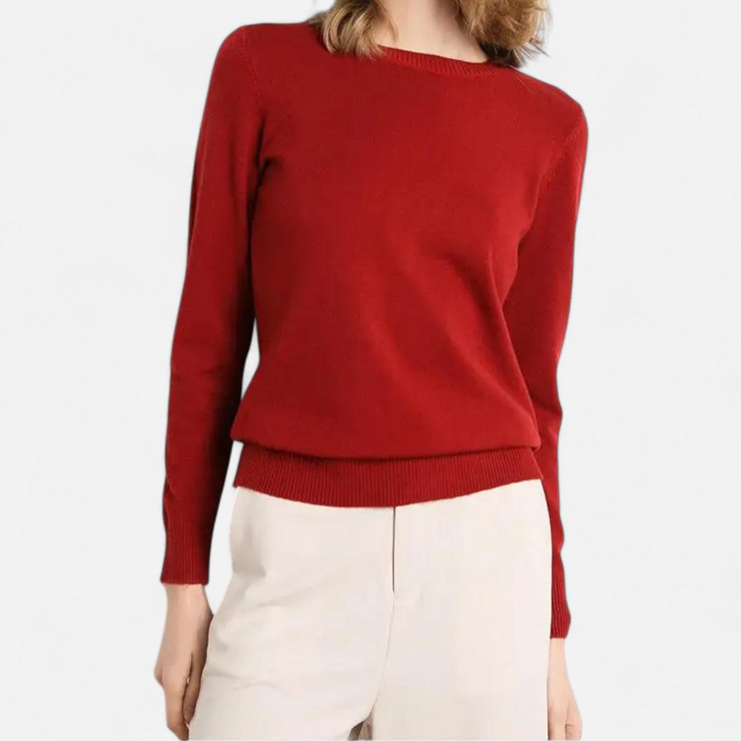 Pull femme laine mérinos col rond coupe ajustée intemporel