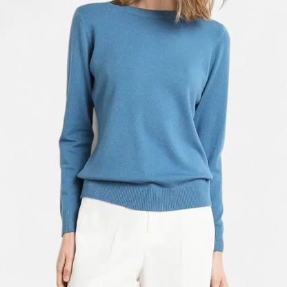 Pull femme laine mérinos col rond coupe ajustée intemporel