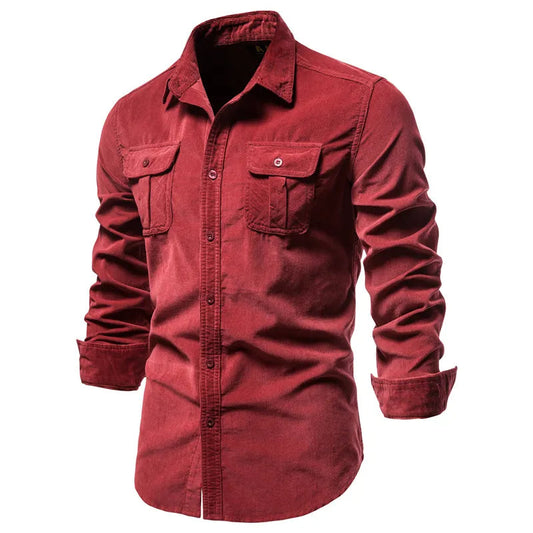 Chemise en Velours Côtelé Coupe Slim pour Homme