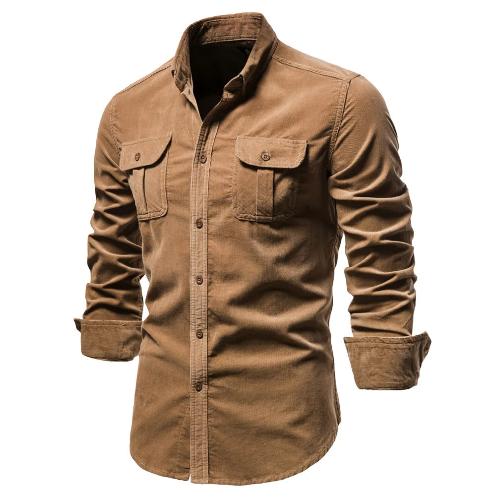 Camisa de pana de corte ajustado para hombre