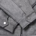Giacca oversize da uomo in finta pelle scamosciata con revers e zip