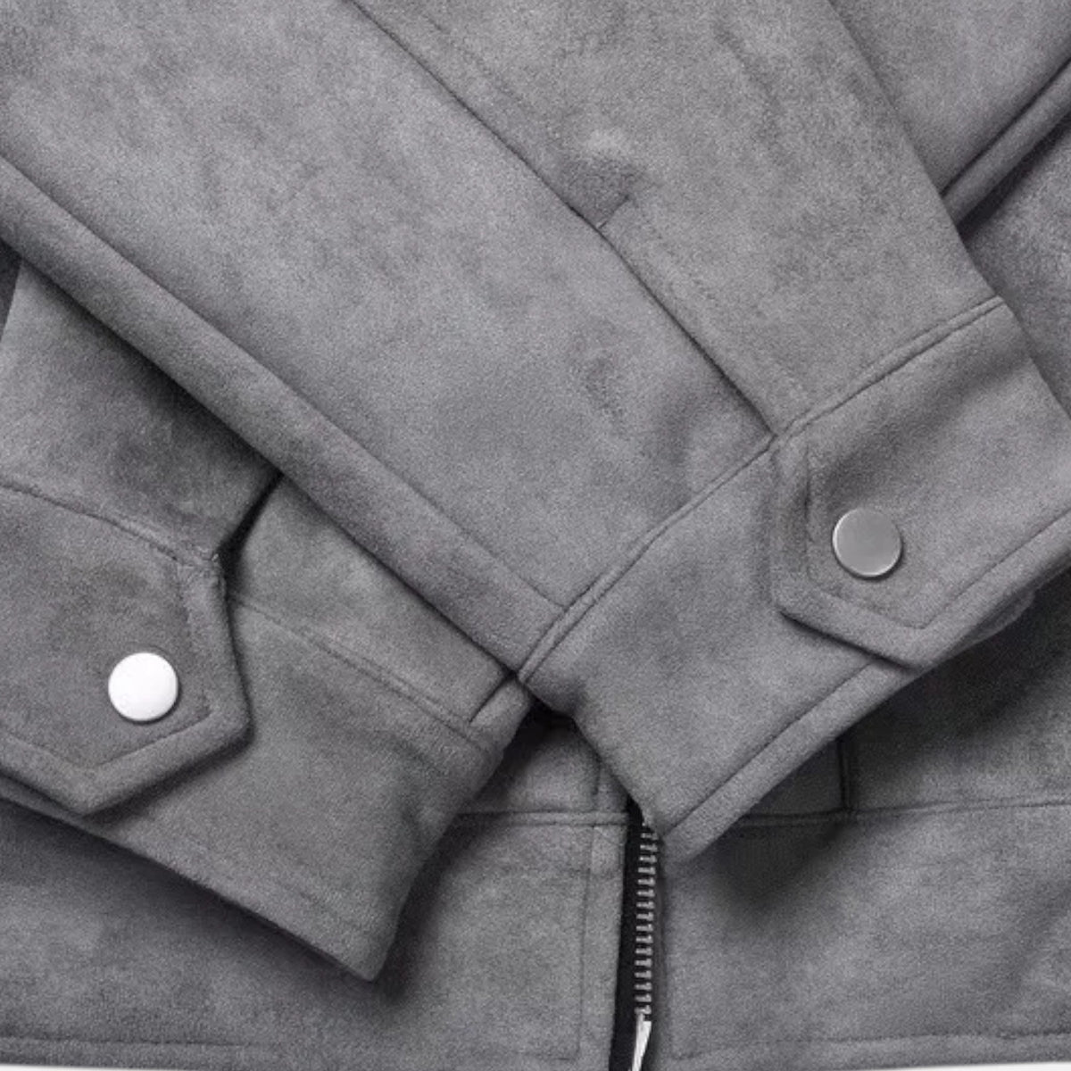 Veste en Suédine Oversize Col Revers Zippée pour Homme