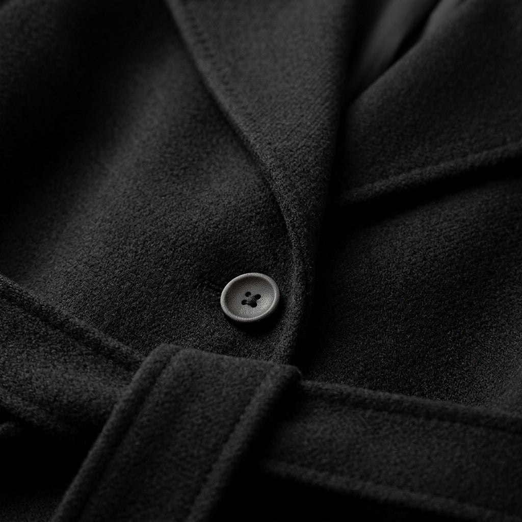 Manteau en Laine Col Cranté Ceinturé pour Femme