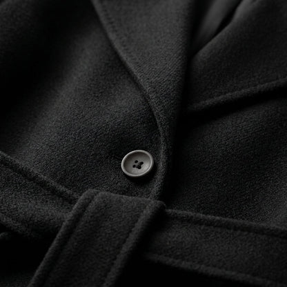 Manteau en Laine Col Cranté Ceinturé pour Femme