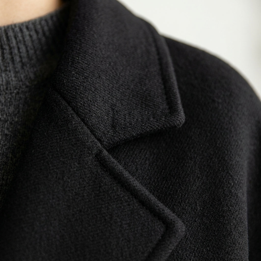 Manteau en Laine Col Cranté Ceinturé pour Femme