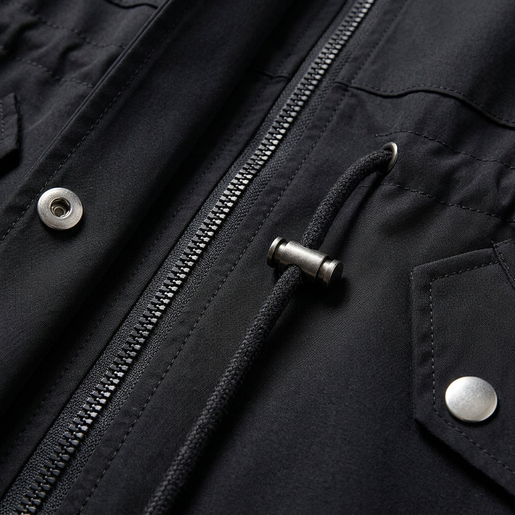 Veste en Coton Zippée Cordon à la Taille pour Femme