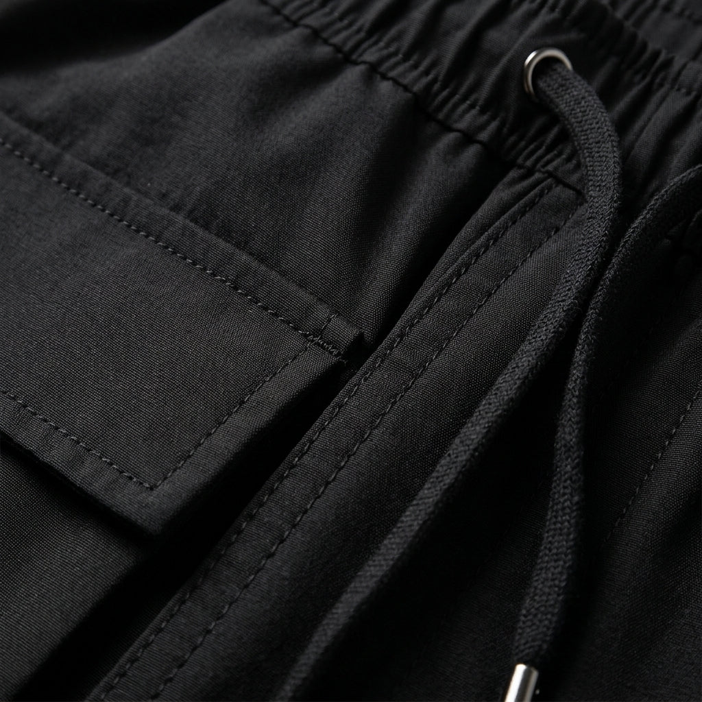 Pantalon Cargo en Coton Jambe Large Taille à Cordon pour Femme