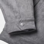 Giacca oversize da uomo in finta pelle scamosciata con revers e zip