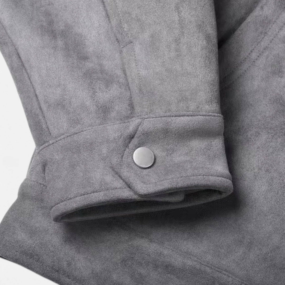 Giacca oversize da uomo in finta pelle scamosciata con revers e zip