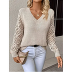 Maglione da donna a maniche lunghe con scollo a V