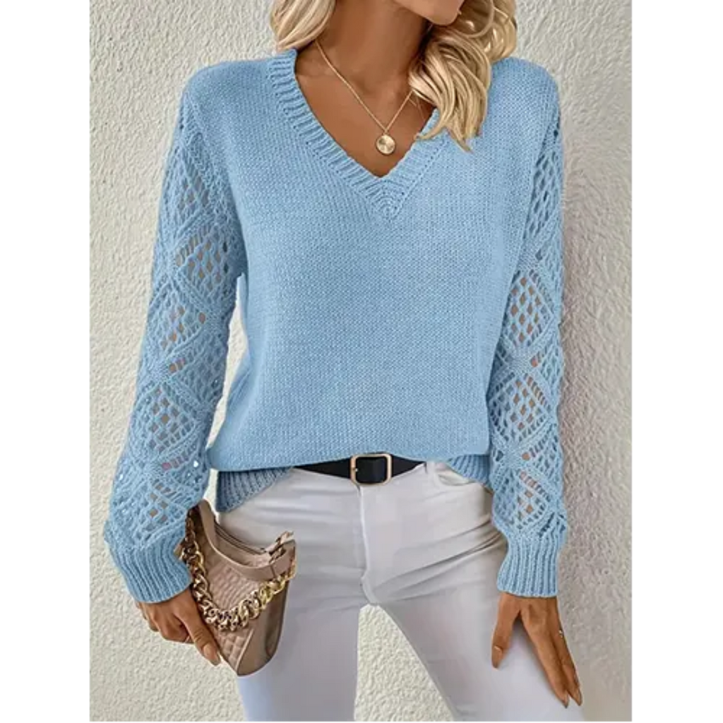 Maglione da donna a maniche lunghe con scollo a V