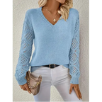 Maglione da donna a maniche lunghe con scollo a V