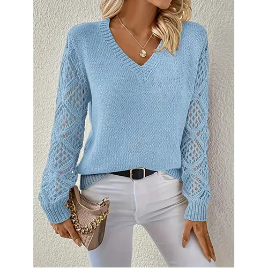 Pull Manches Longues Col en V pour Femme