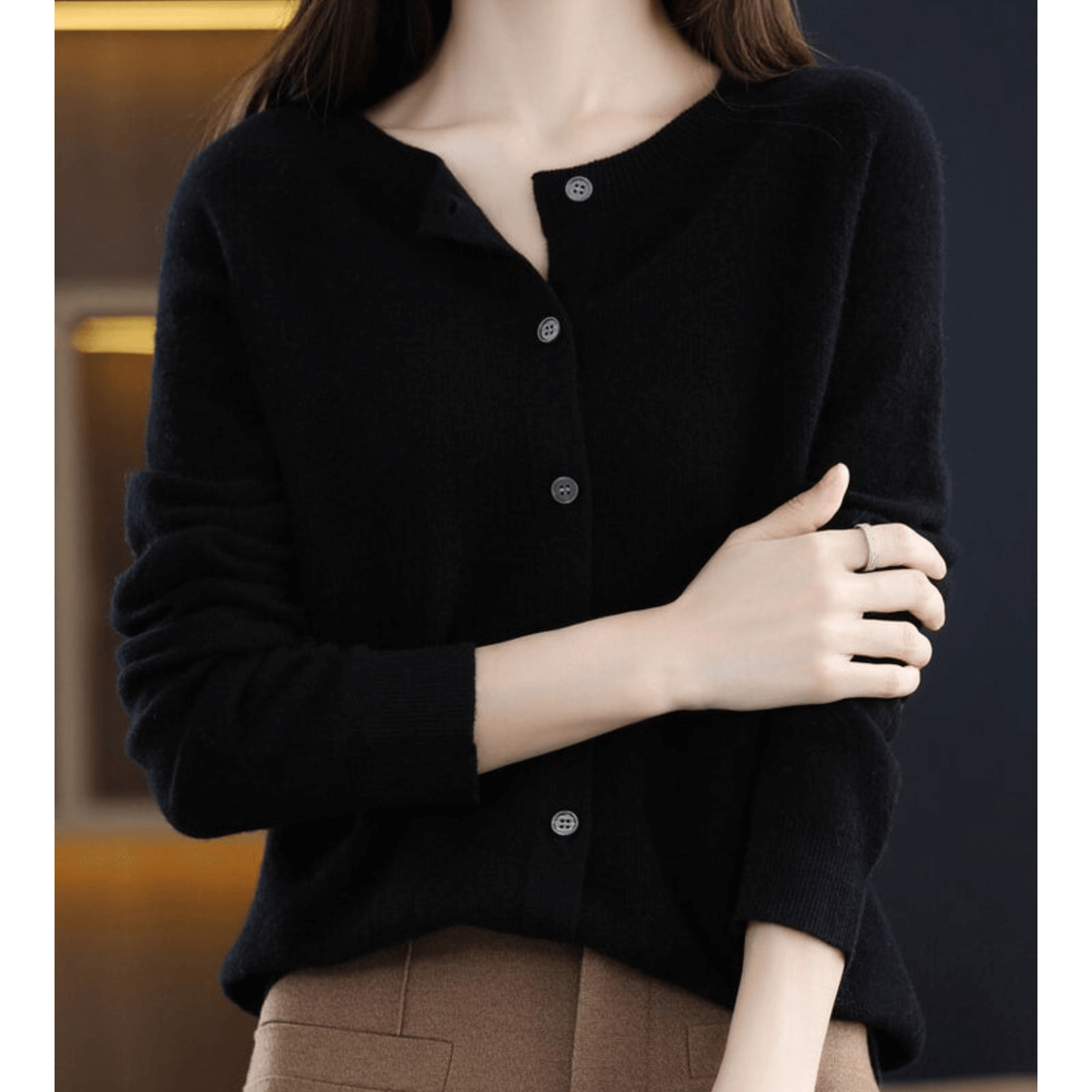 Cardigan Boutonné Col en V pour Femme