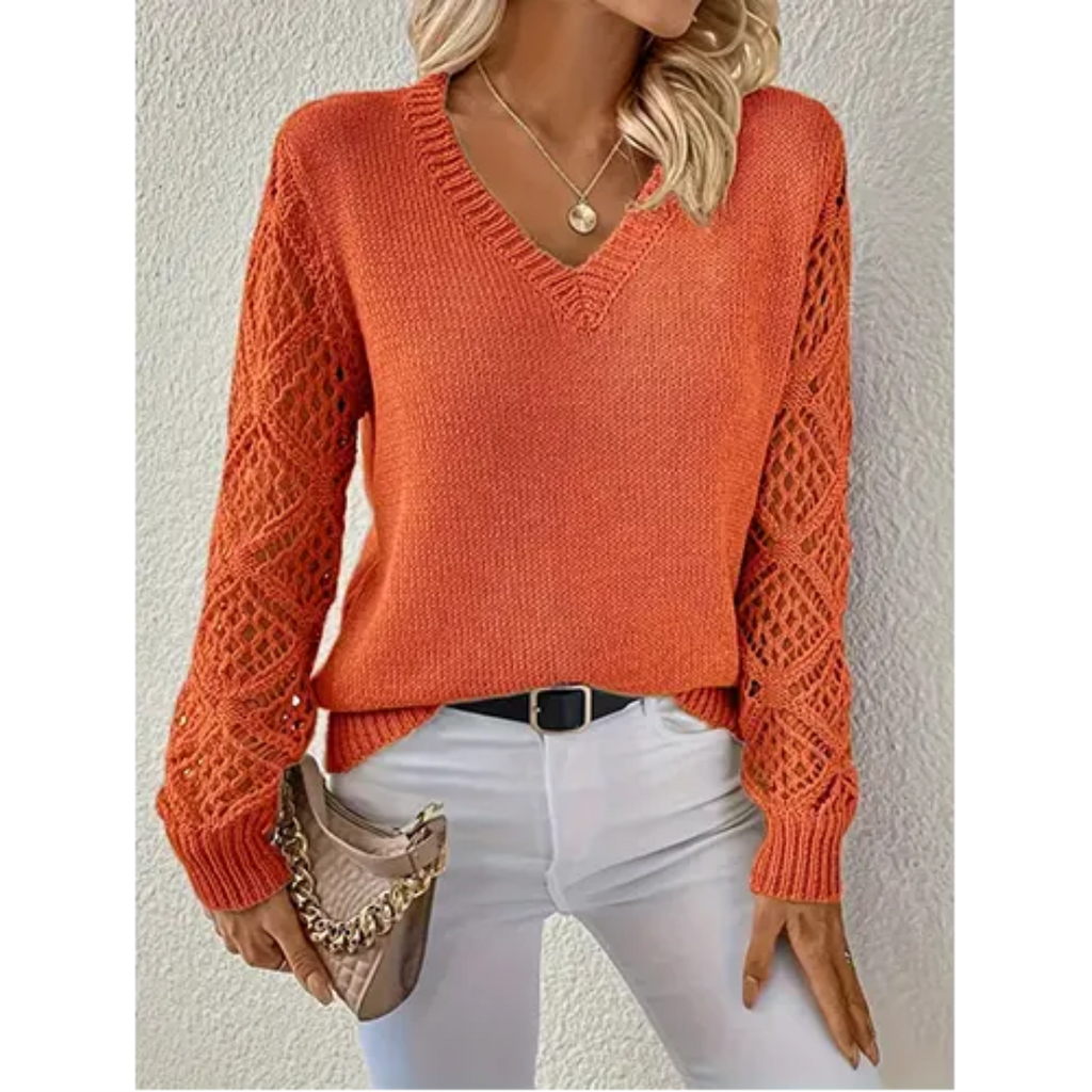 Maglione da donna a maniche lunghe con scollo a V