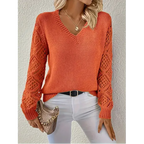 Maglione da donna a maniche lunghe con scollo a V
