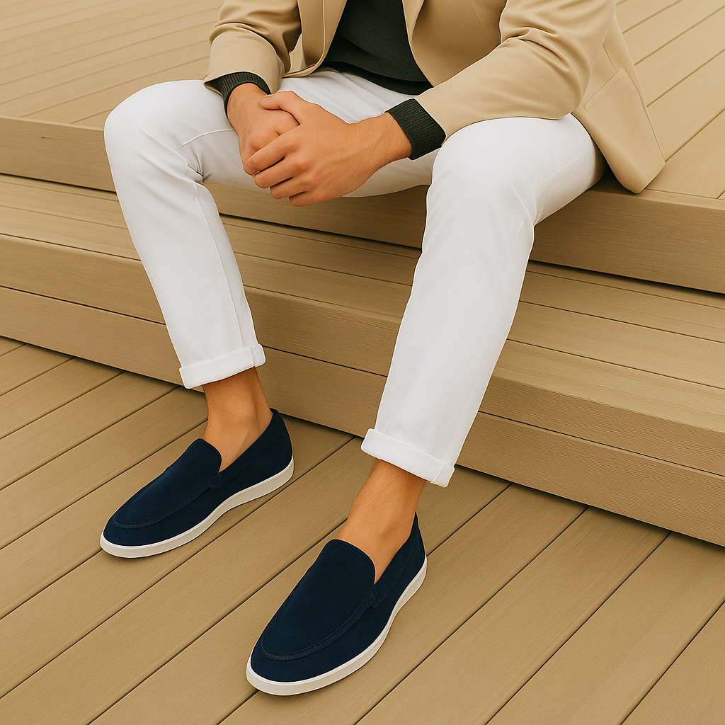 Mocassins homme daim coupe classique semelle souple élégants