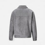 Giacca oversize da uomo in finta pelle scamosciata con revers e zip