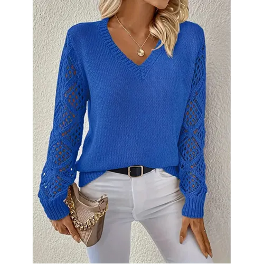 Maglione da donna a maniche lunghe con scollo a V