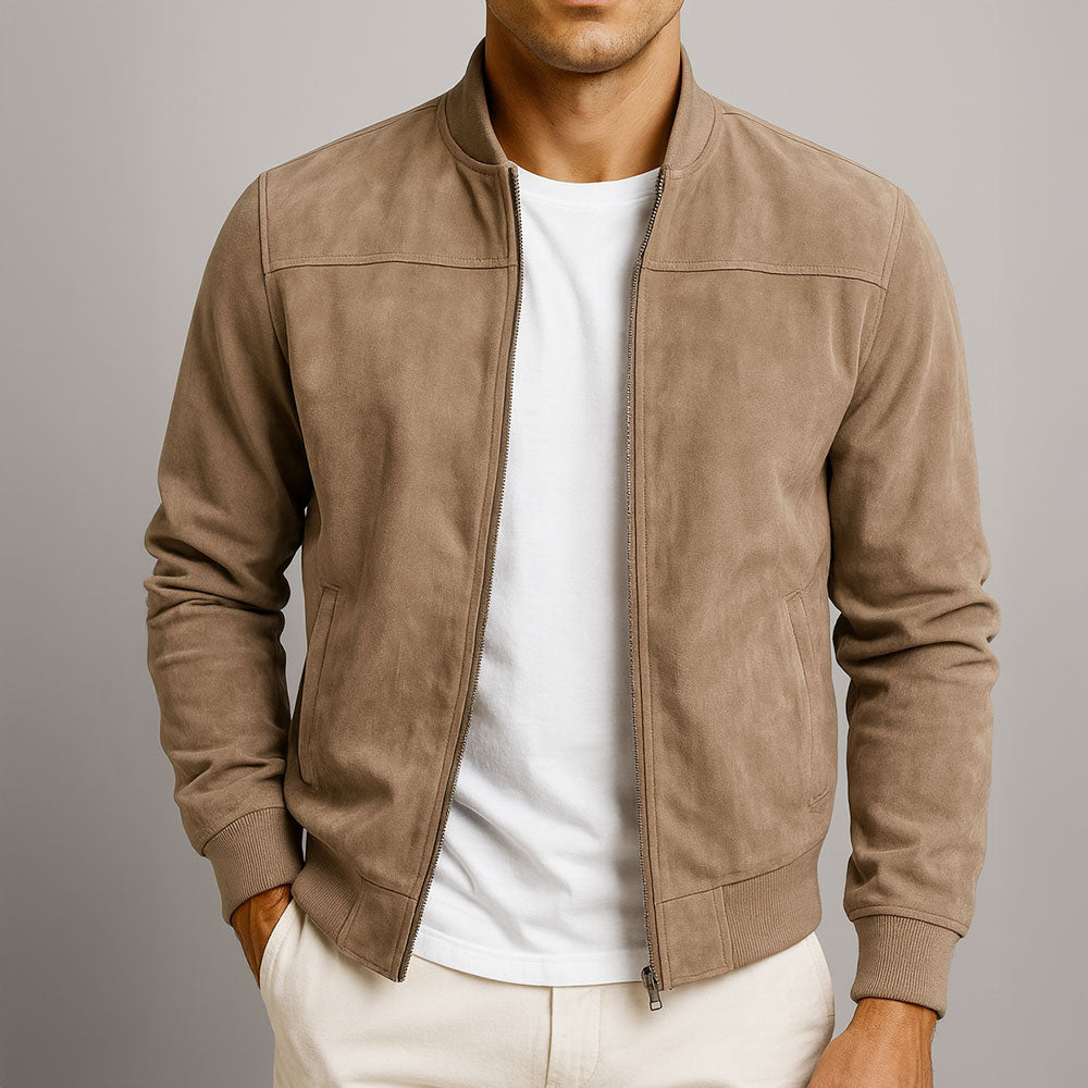 Veste homme daim véritable coupe urbaine moderne
