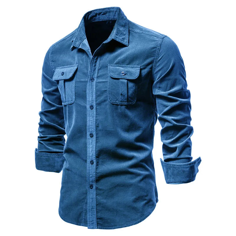 Chemise en Velours Côtelé Coupe Slim pour Homme