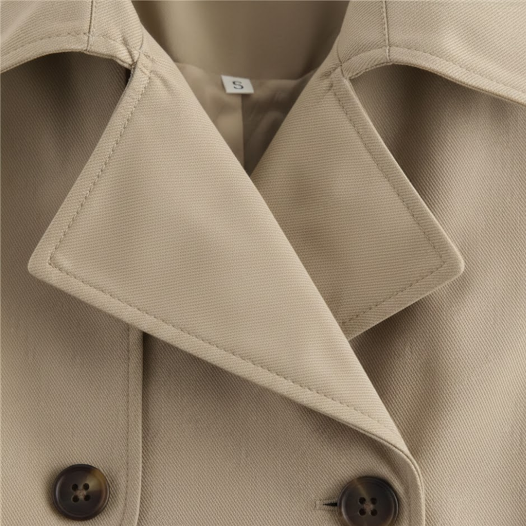 Trench-Coat Court Col Revers Fermeture Croisée pour Femme