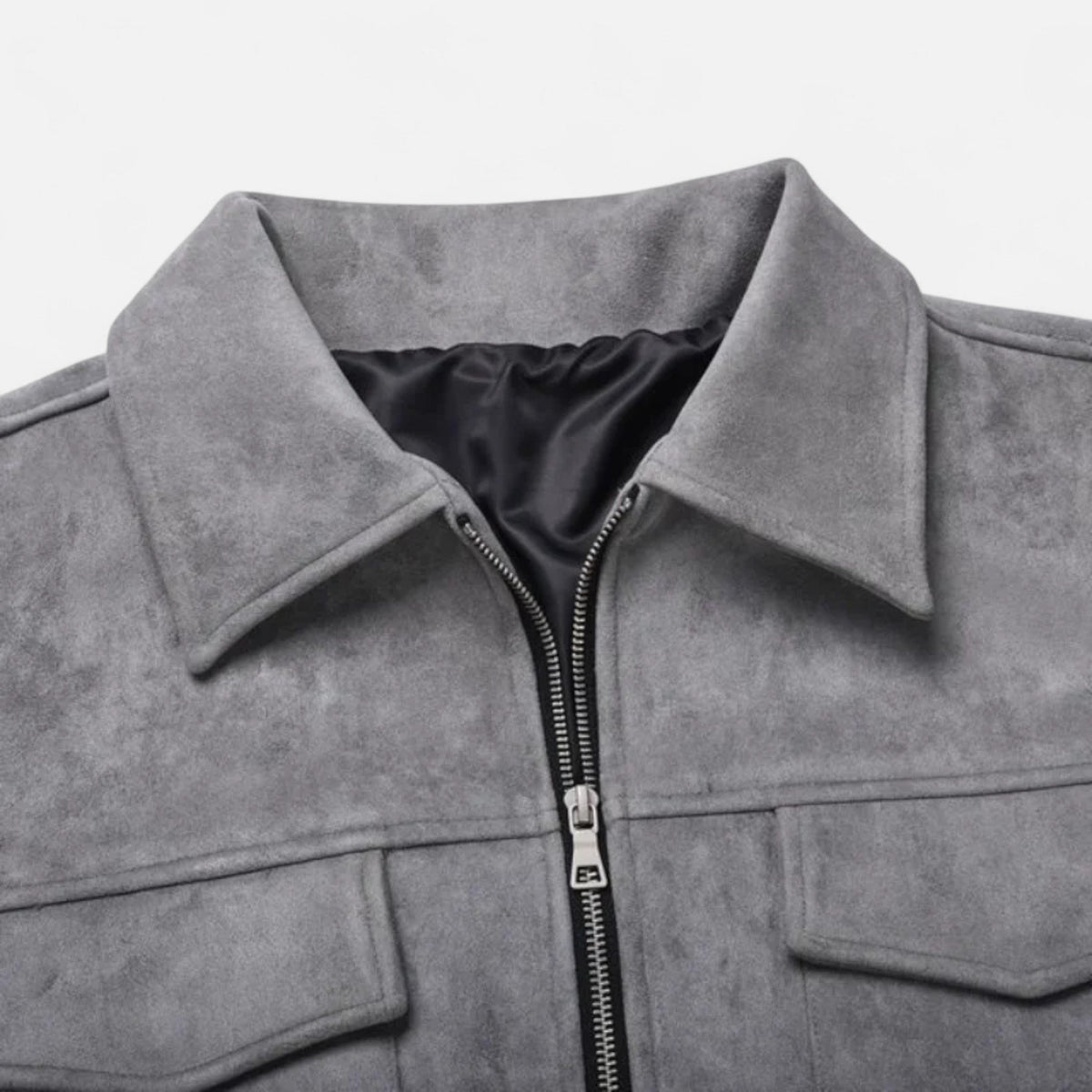 Veste en Suédine Oversize Col Revers Zippée pour Homme