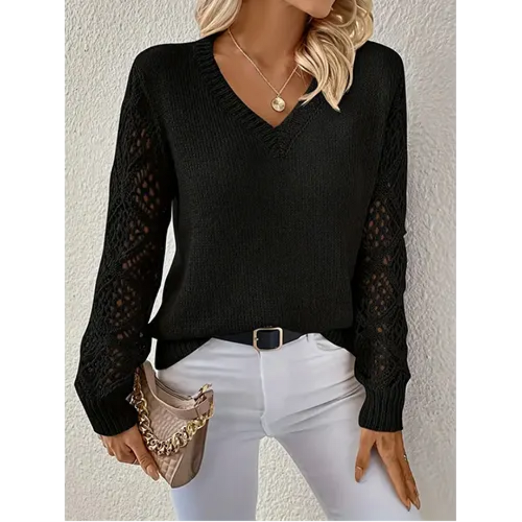 Maglione da donna a maniche lunghe con scollo a V