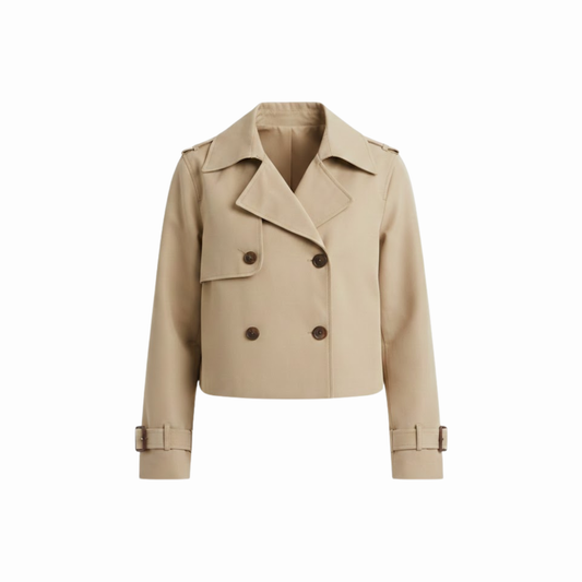 Trench-Coat Court Col Revers Fermeture Croisée pour Femme