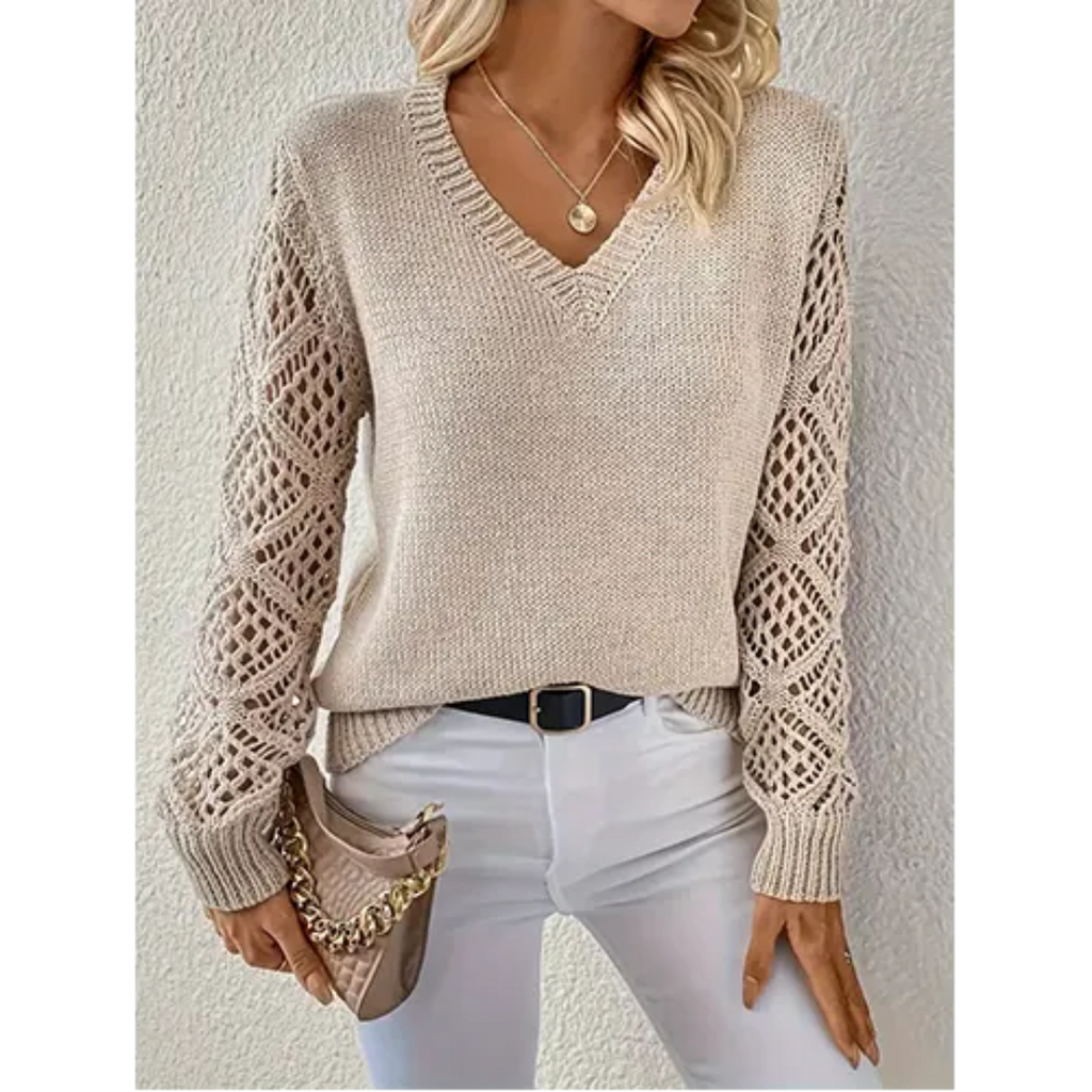 Maglione da donna a maniche lunghe con scollo a V