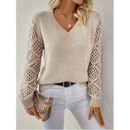 Pull Manches Longues Col en V pour Femme