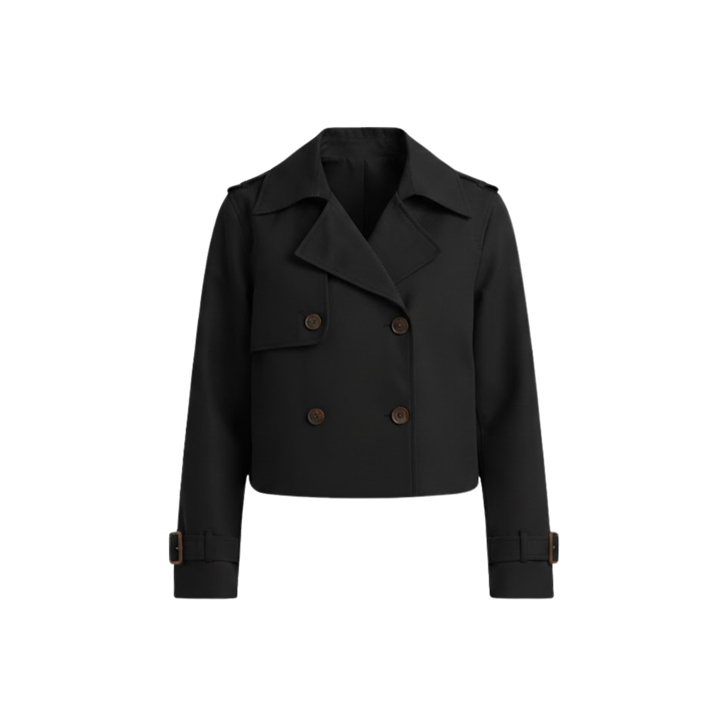 Trench-Coat Court Col Revers Fermeture Croisée pour Femme