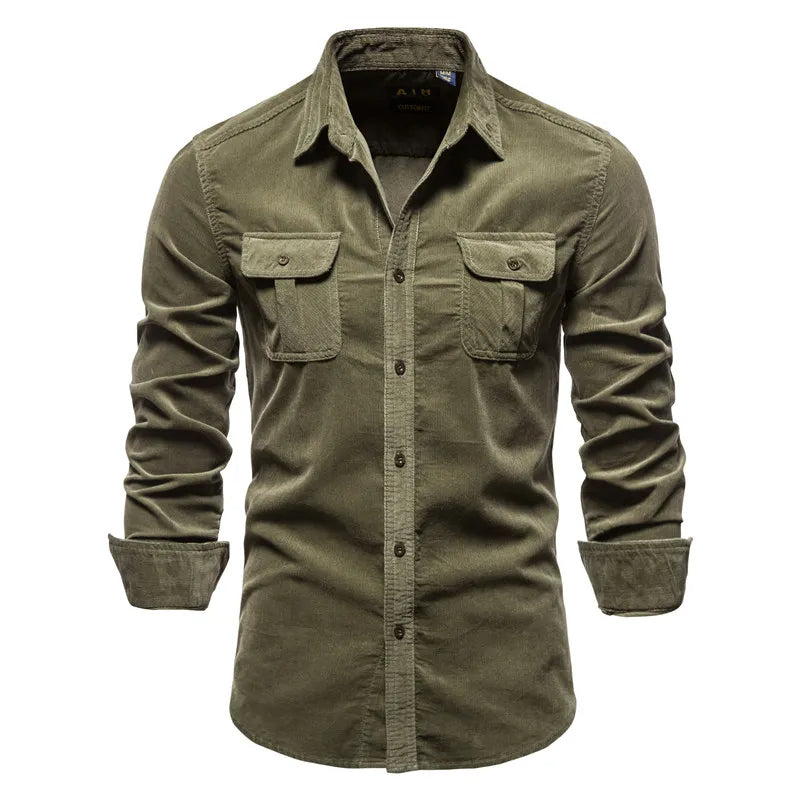 Camisa de pana de corte ajustado para hombre