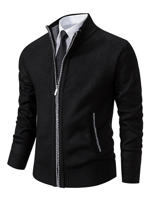 Men's warm, stylish regular-fit knit zip cardigan