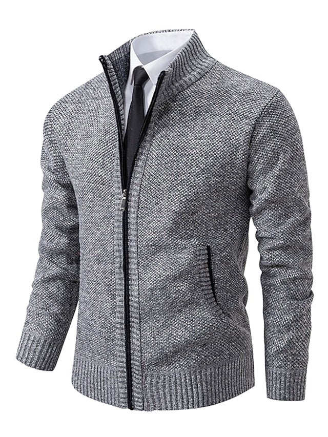 Cardigan zippé homme maille regular fit chaud élégant