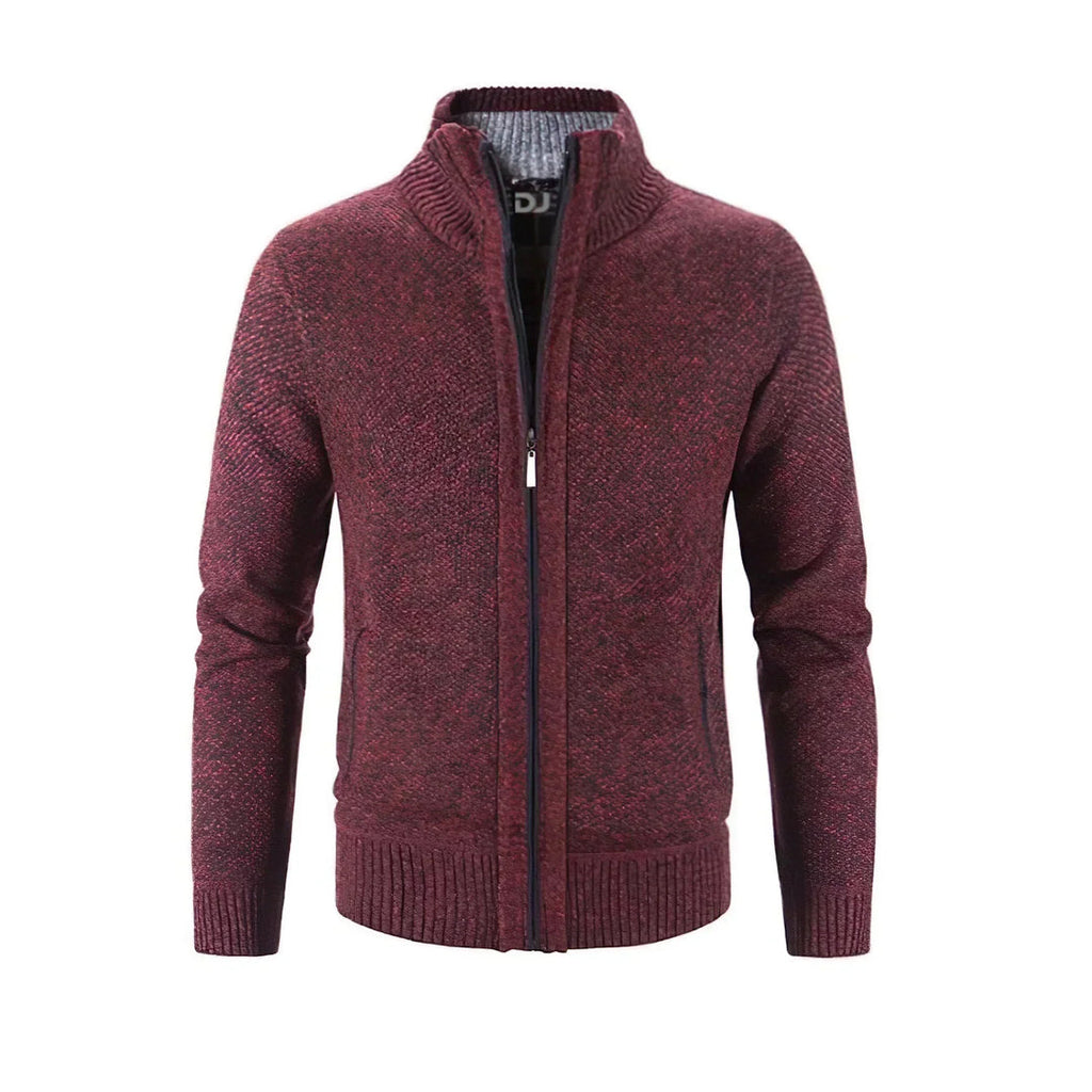 Men's warm, stylish regular-fit knit zip cardigan