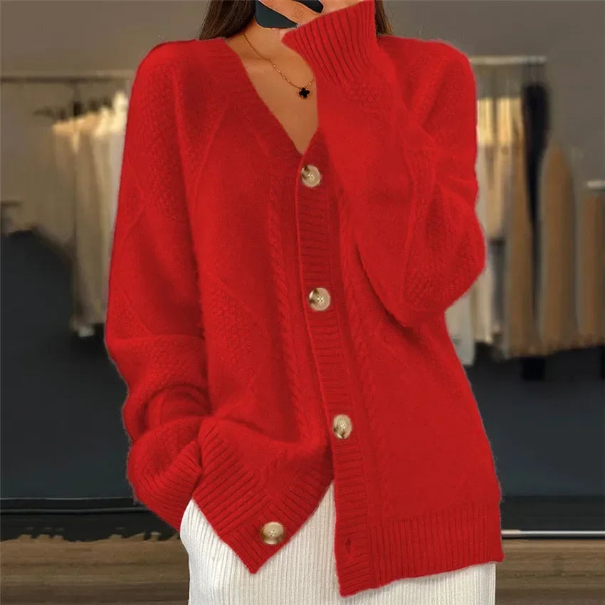 Gilet da donna in maglia fine con scollo a V