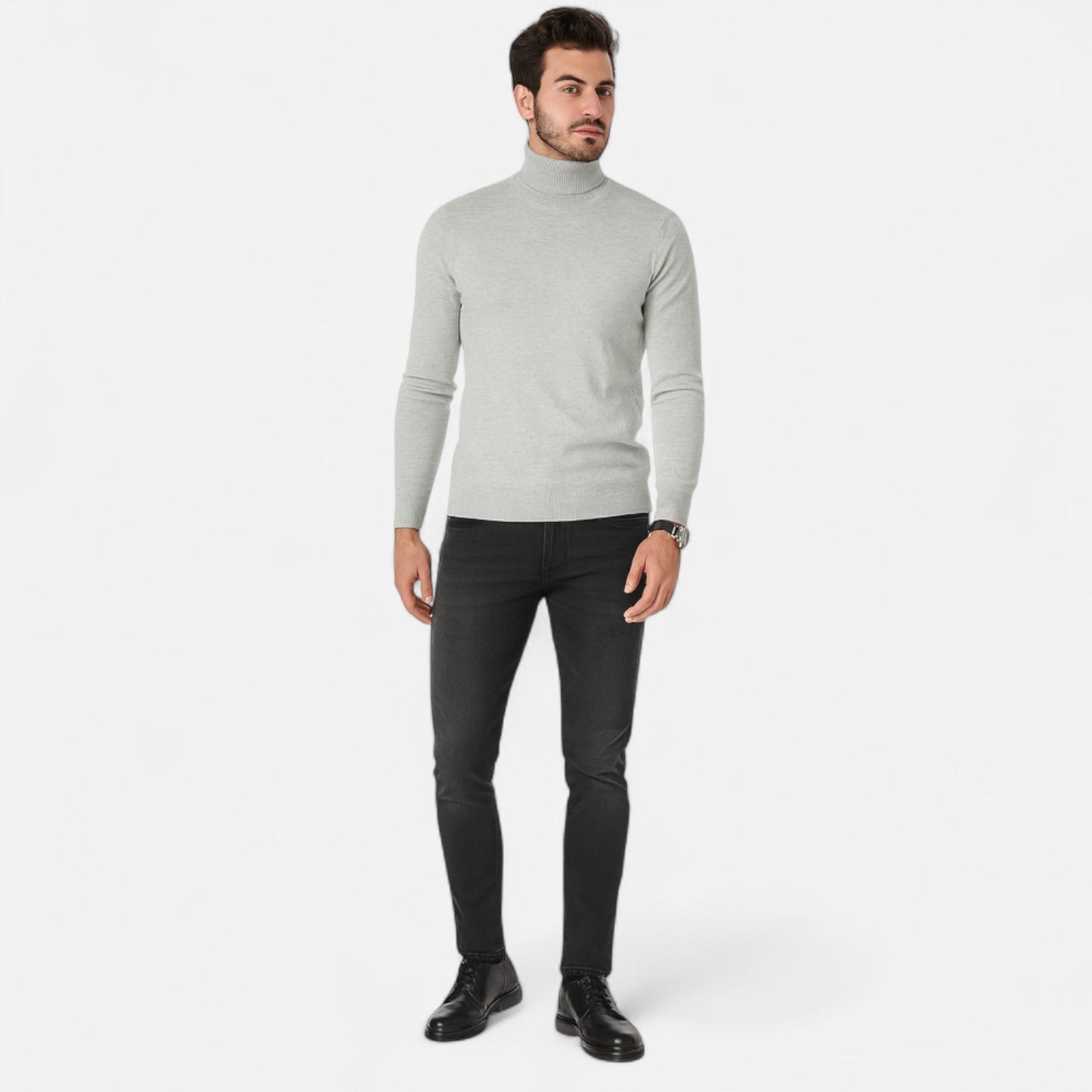 Col roulé homme laine pure maille classique chaleur hiver