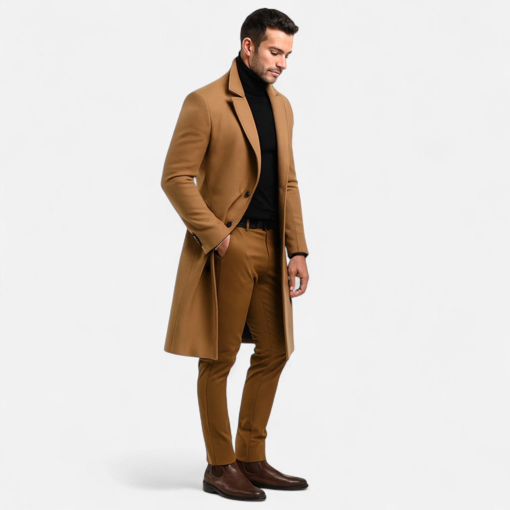 Cappotto classico da uomo monopetto con revers strutturati