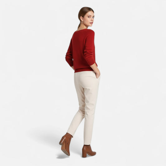 Pull femme laine mérinos col rond coupe ajustée intemporel