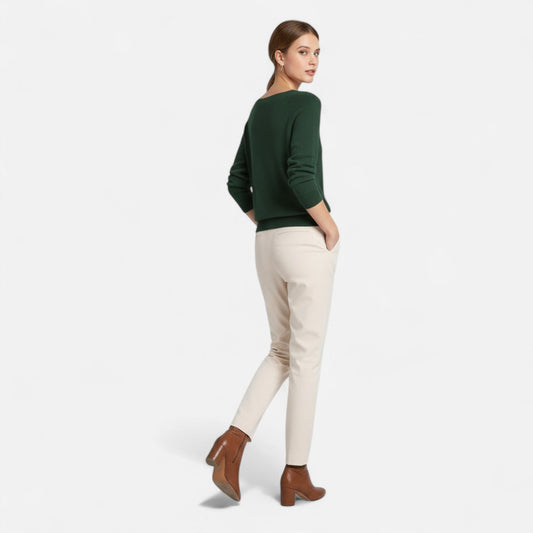 Pull femme laine mérinos col rond coupe ajustée intemporel
