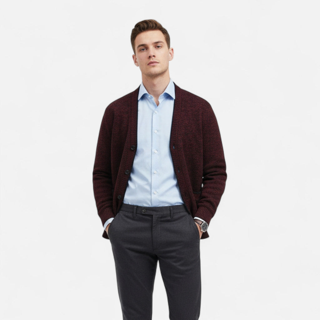 Cárdigan de punto para hombre, de corte regular y elegante