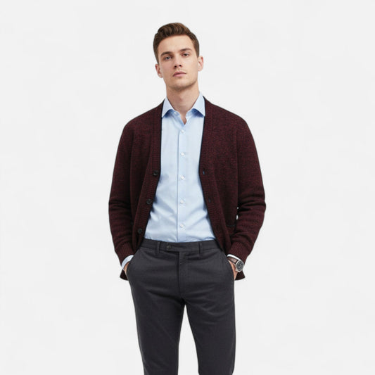 Cardigan homme maille tricotée coupe régulière élégant