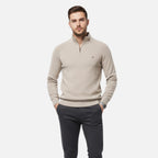 Men's regular-fit cotton half-zip sweater for mid-season wear